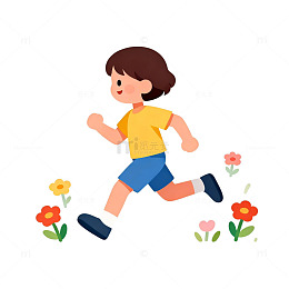 卡通跑步男孩插画