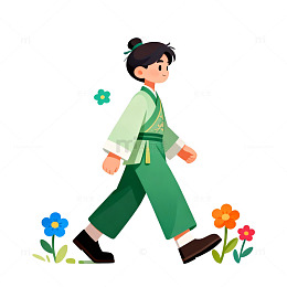 卡通少女汉服插画