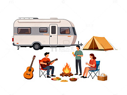 露营休闲野餐插画