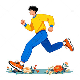 卡通跑步男子插画