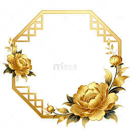 金色花卉装饰边框设计素材
