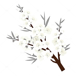 淡雅樱花插画设计素材