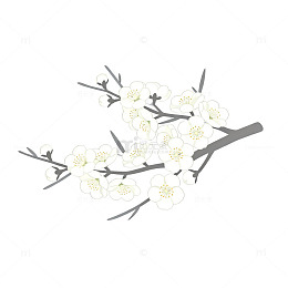 樱花枝条简约插画设计元素