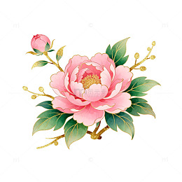 传统刺绣牡丹花图案设计素材