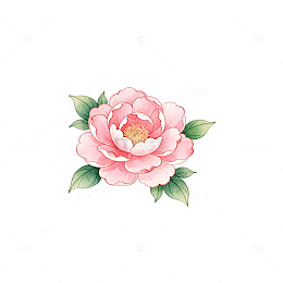 手绘牡丹花插画装饰图案