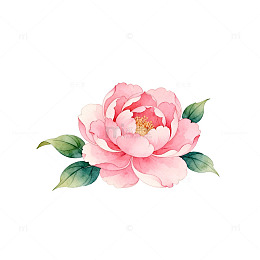 粉色牡丹水彩画设计素材