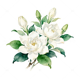 水彩花卉白玉兰花插画