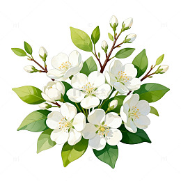 插画风格白色花朵矢量素材