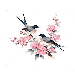 水彩花鸟图设计素材