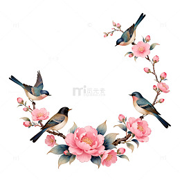 古风花鸟图案装饰设计元素