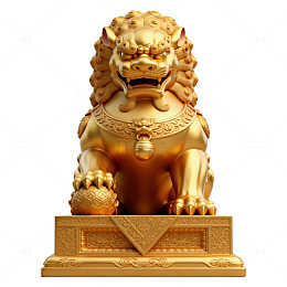 金色石狮雕塑艺术品