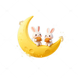 可爱兔子月亮中秋节贺卡设计素材