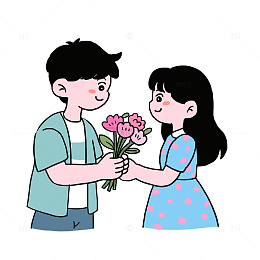 白色情人节送花花朵免抠元素