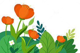 扁平风橙色花卉植物装饰边框
