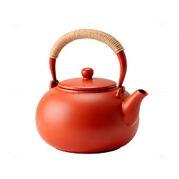 红色陶瓷茶壶静物插画