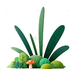 卡通植物草地插画素材