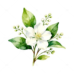 水彩茉莉花插画素材