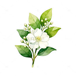 水彩茉莉花插画素材