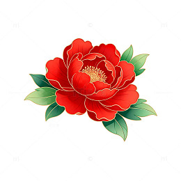 传统中国画牡丹花卉图案