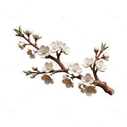 春日桃花手绘插画素材