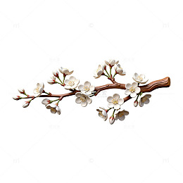 手绘樱花枝条插画素材