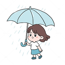 春天春季下雨打伞免抠元素