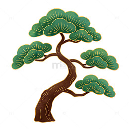 中国风松树图案矢量插画