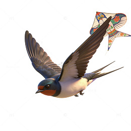 燕子飞翔风筝背景插画