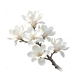 玉兰花枝手绘插画