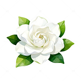 手绘白色栀子花插画素材