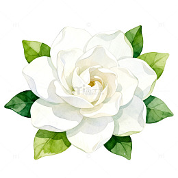 水彩白玫瑰花手绘插画