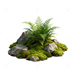 自然风岩石绿植盆景