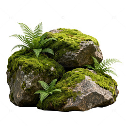 自然岩石苔藓景观图