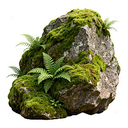 自然风岩石苔藓景观装饰素材