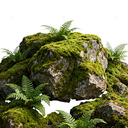自然风岩石苔藓景观装饰素材