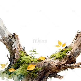 水彩风枯木秋叶装饰画