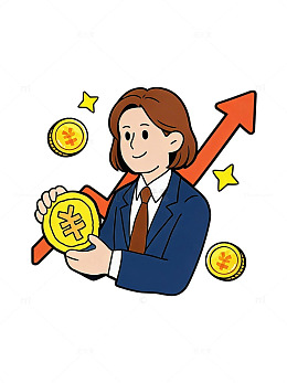 卡通金融人物插画素材财富增长免扣元素