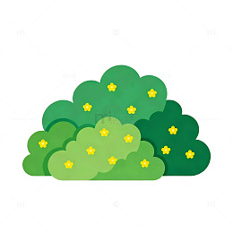 剪纸风绿树小花装饰图案