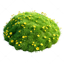 3D渲染草地小花景观