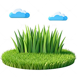 卡通草地云朵设计元素