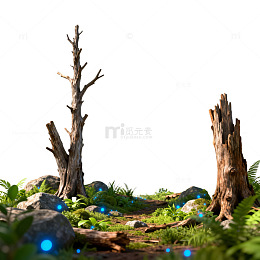 奇幻森林枯木景观场景图