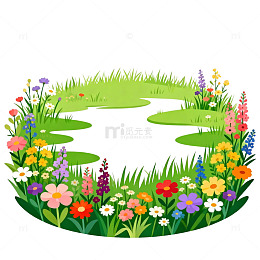 卡通花园景观矢量素材