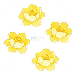 黄色花朵插画设计元素