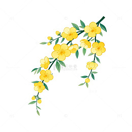 简约风黄色小花手绘装饰图案