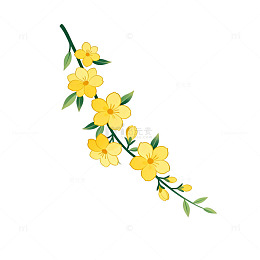简约风黄花藤蔓插画设计素材