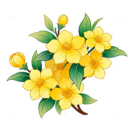 卡通风黄花植物插画