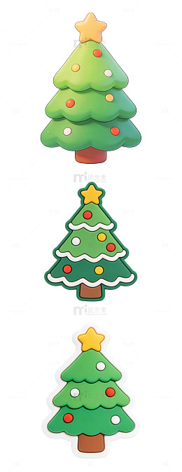 手绘 圣诞树 线条 插画 立体 圣诞元素