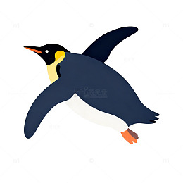 卡通企鹅飞翔插画素材