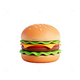 3D汉堡美食插画素材