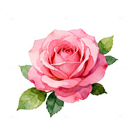 水彩粉红玫瑰花插画